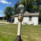 Vintage Ram's Horn Brass Bridge Floor Lamp Library Reading  Light Fixture 1970s