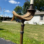 Vintage Ram's Horn Brass Bridge Floor Lamp Library Reading  Light Fixture 1970s