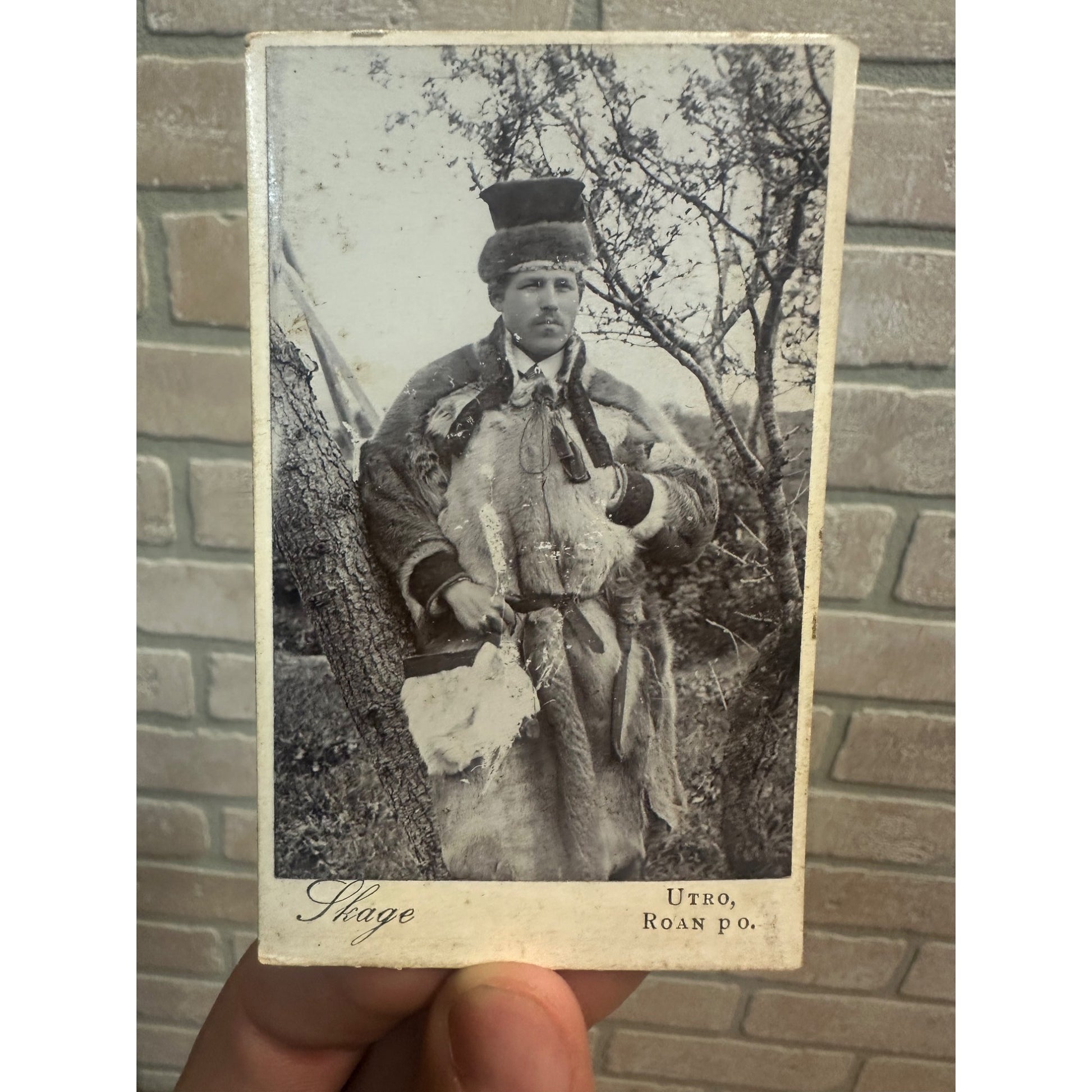 Original CDV Photo Sami Man Laplander Lapp Reindeer Herder Hunter