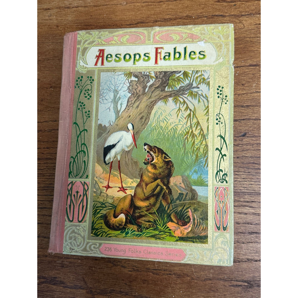 Antique 1880s Aesops Fables Children's Book Illustrated M.A. Donohue Hardcover