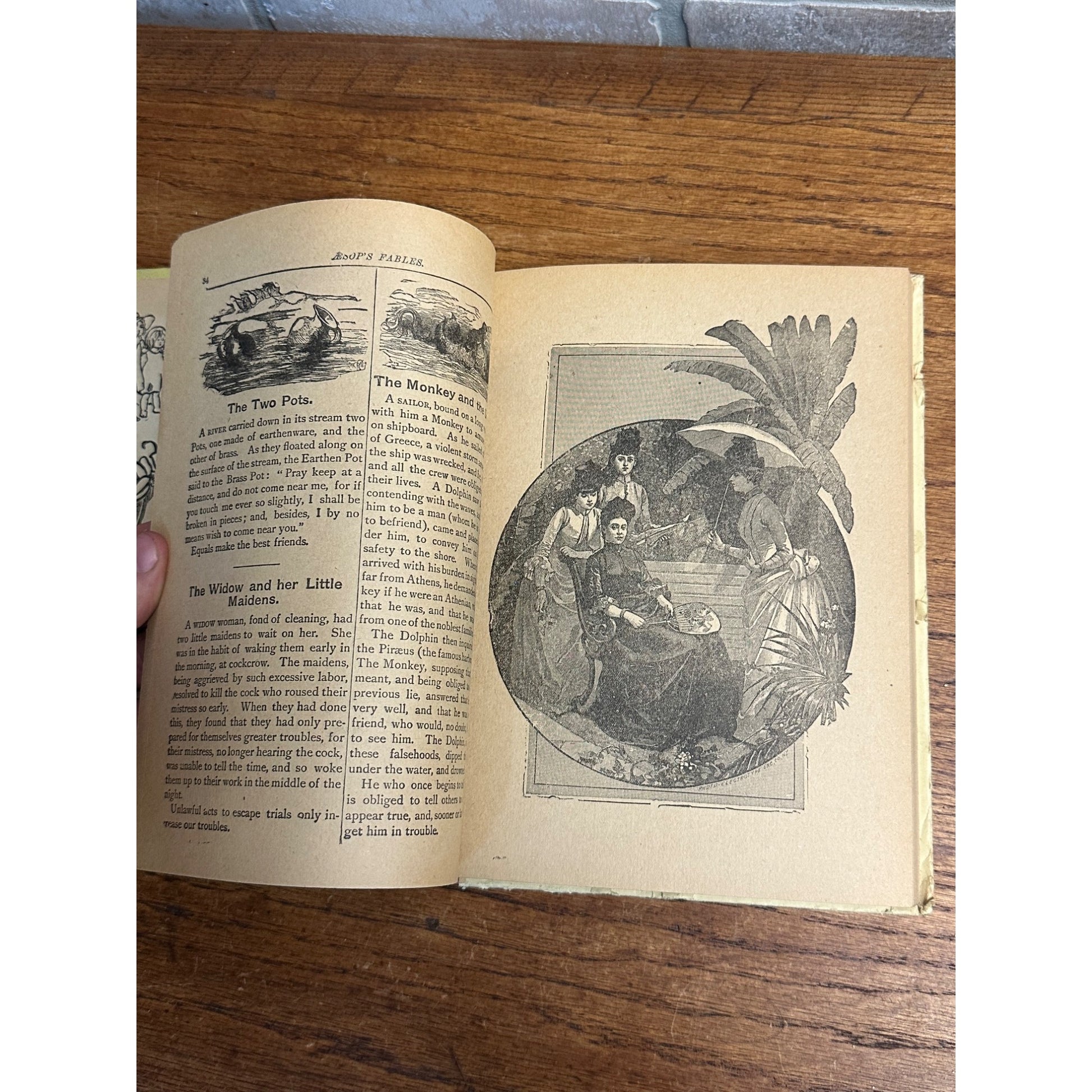 Antique 1880s Aesops Fables Children's Book Illustrated M.A. Donohue Hardcover