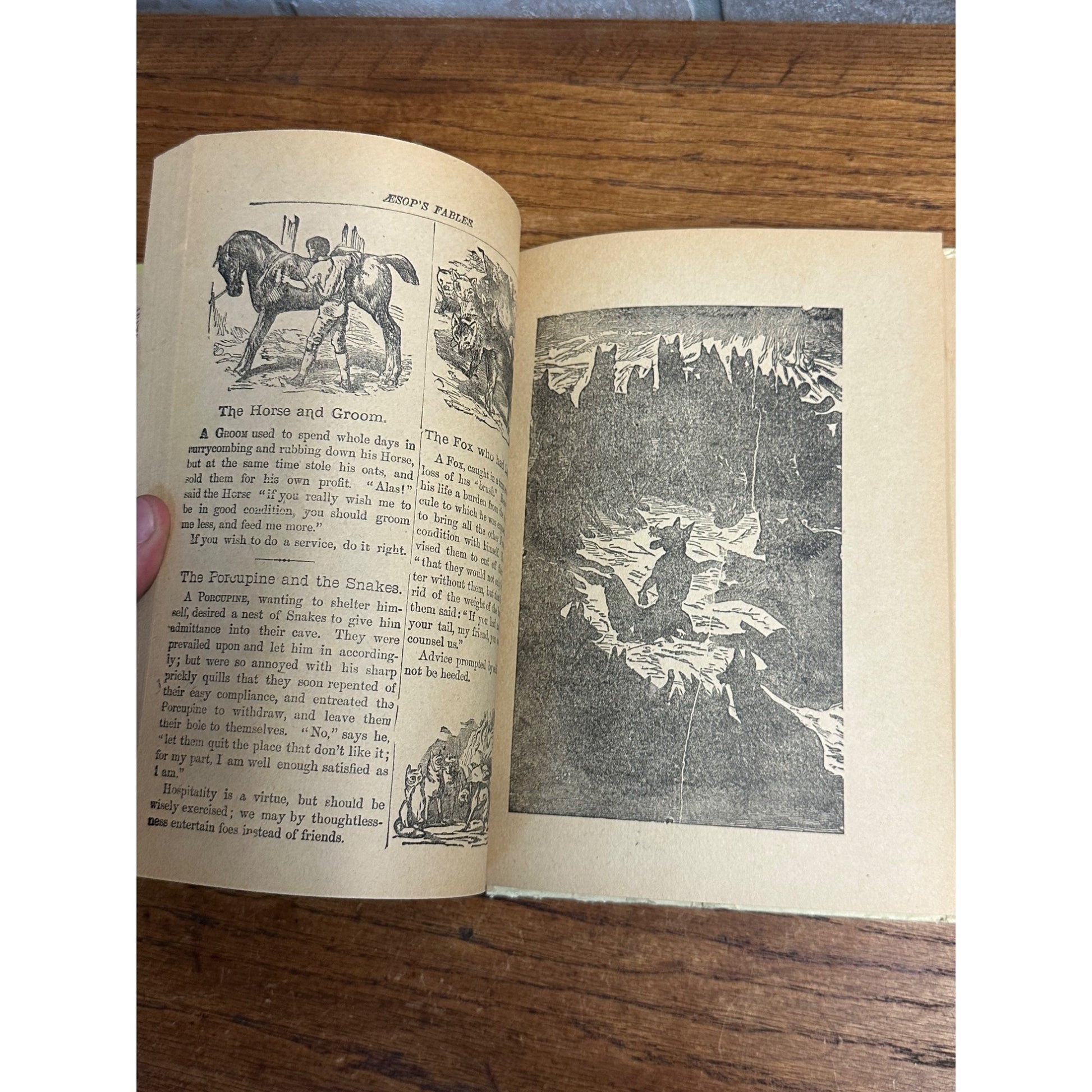 Antique 1880s Aesops Fables Children's Book Illustrated M.A. Donohue Hardcover
