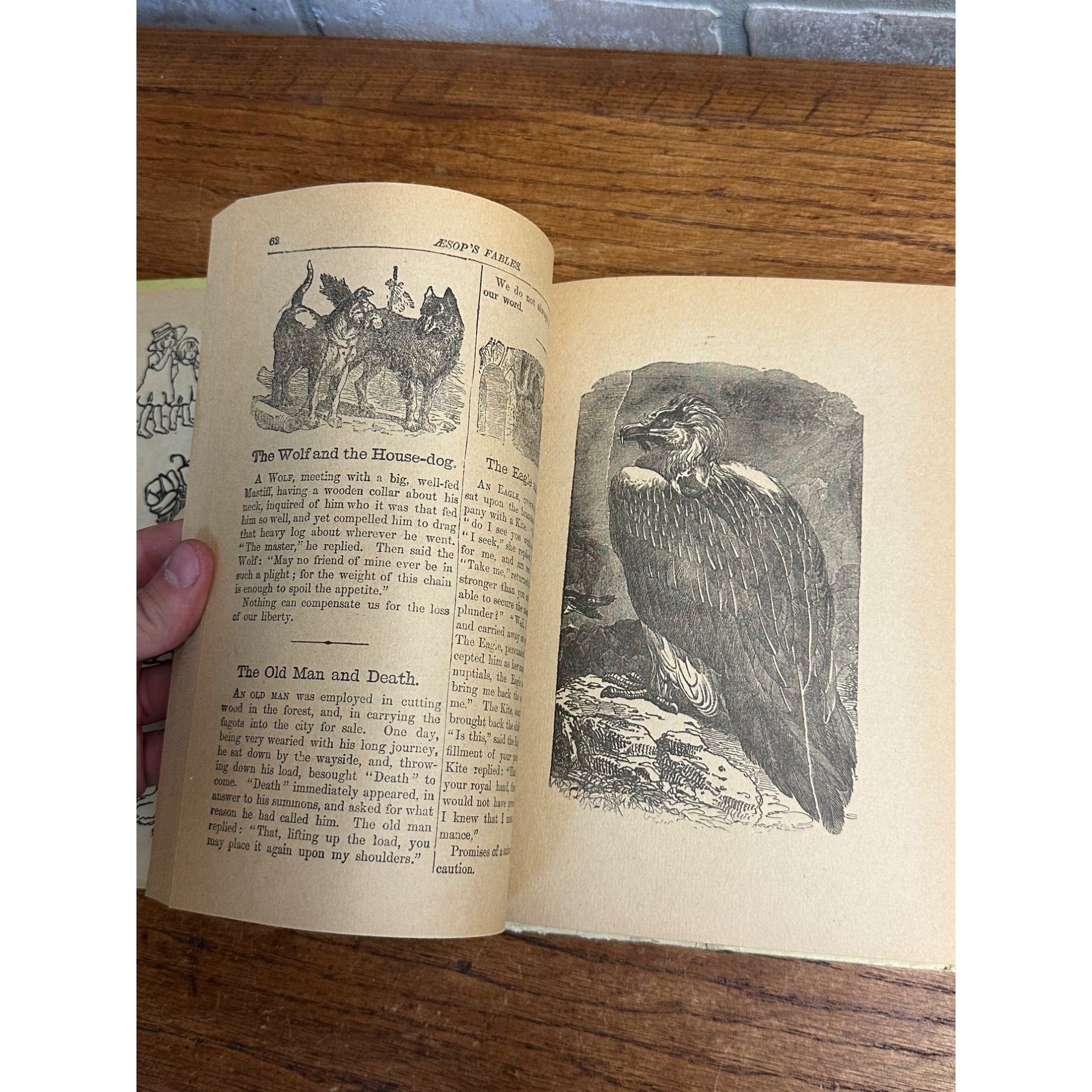 Antique 1880s Aesops Fables Children's Book Illustrated M.A. Donohue Hardcover