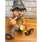 Vintage Resin Laaf Garden Statue Gnome or Elf With Bee on Nose Circa 1997 Holland Design Terra Lavartica Sculpture