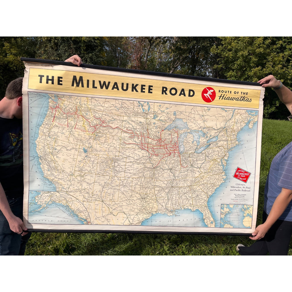 Vintage 1951 Milwaukee Road Chicago Milwaukee St. Paul & Pacific Railroad Map