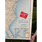 Vintage 1951 Milwaukee Road Chicago Milwaukee St. Paul & Pacific Railroad Map
