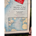 Vintage 1951 Milwaukee Road Chicago Milwaukee St. Paul & Pacific Railroad Map