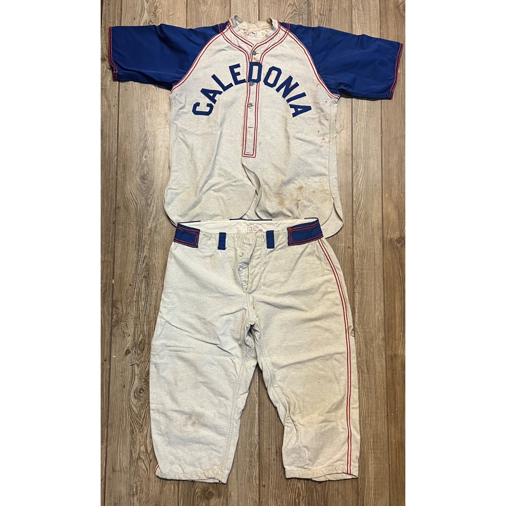 Vintage Early Baseball Uniform Caledonia Wis Ford Wagon Works Sales Service Advertising