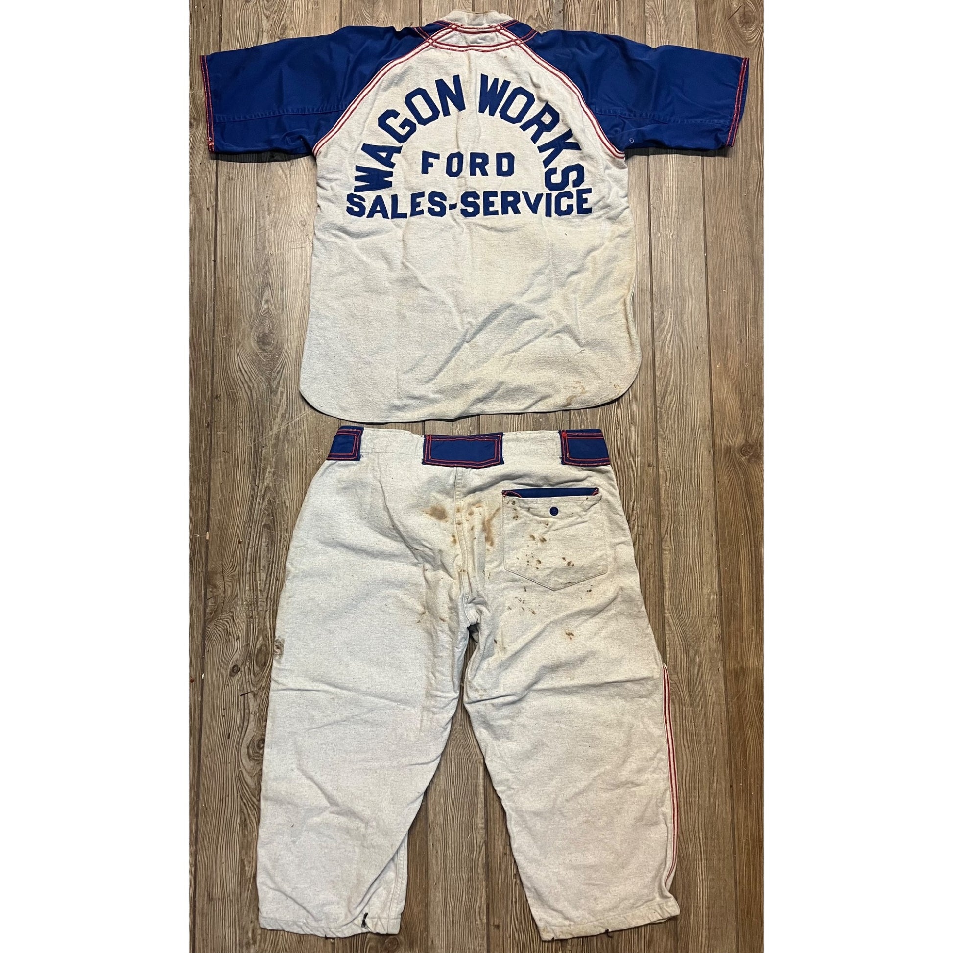 Vintage Early Baseball Uniform Caledonia Wis Ford Wagon Works Sales Service Advertising