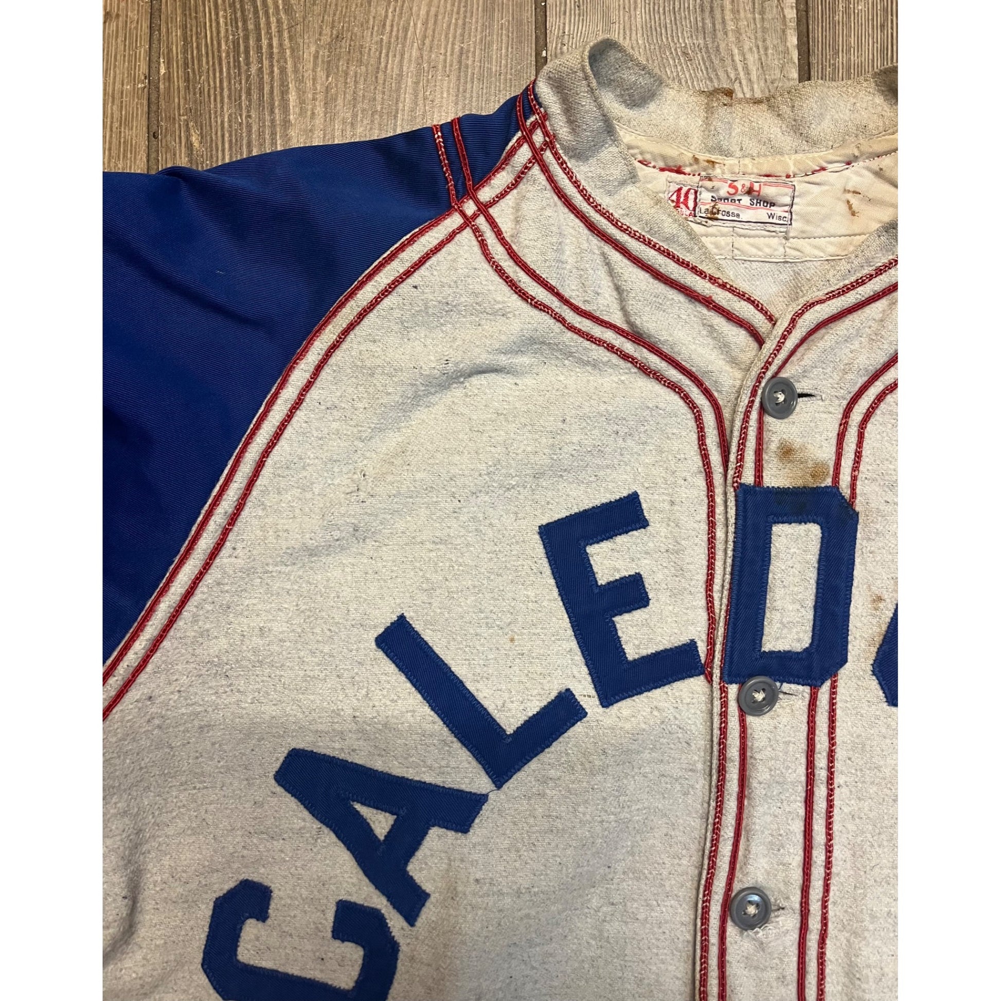 Vintage Early Baseball Uniform Caledonia Wis Ford Wagon Works Sales Service Advertising
