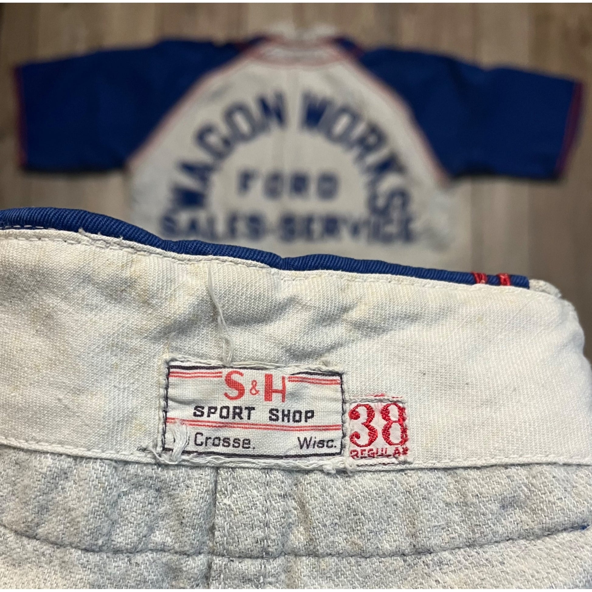 Vintage Early Baseball Uniform Caledonia Wis Ford Wagon Works Sales Service Advertising