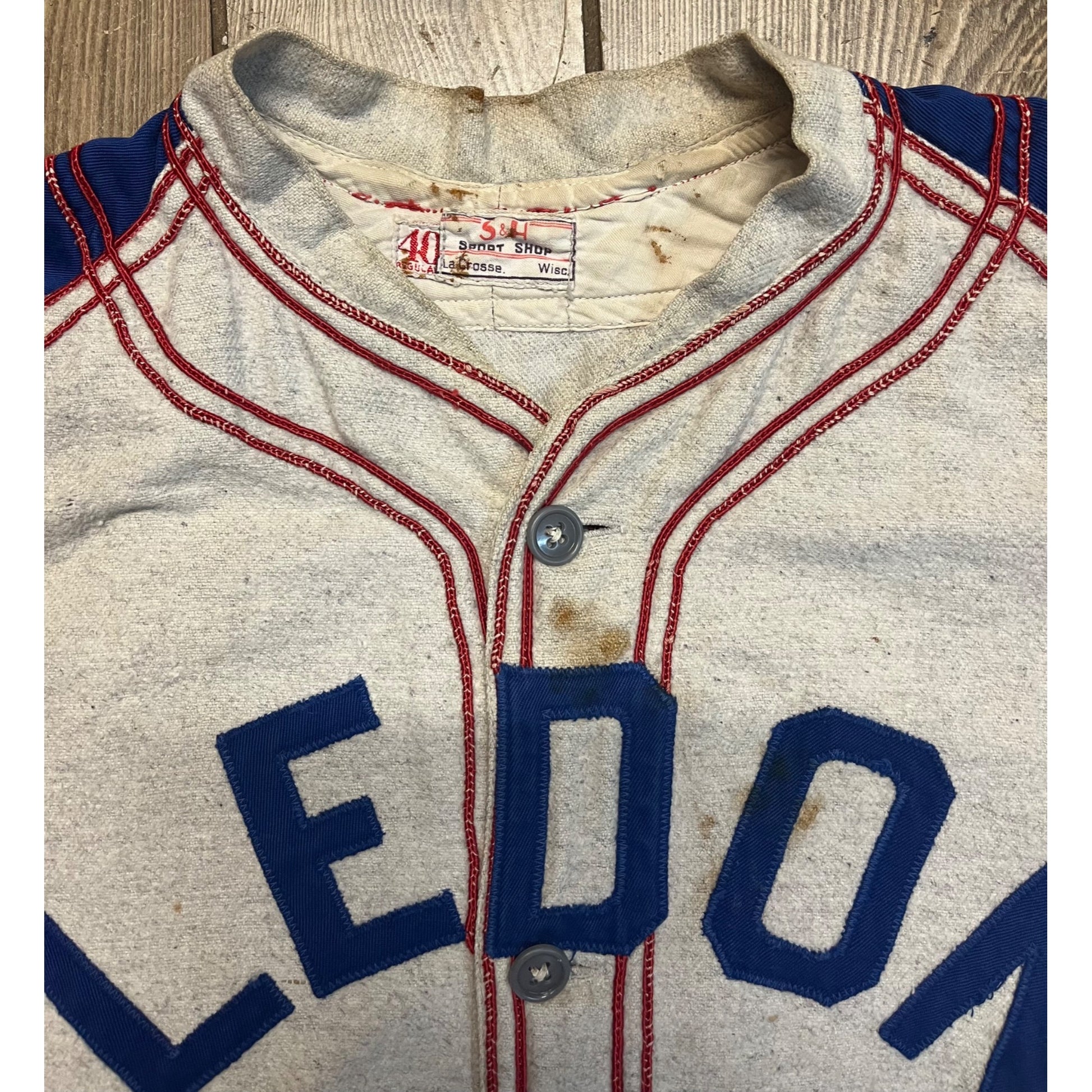 Vintage Early Baseball Uniform Caledonia Wis Ford Wagon Works Sales Service Advertising
