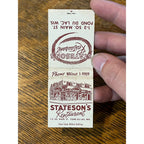 Vintage FULL Matchbook Advertising - Stateson's Restaurant - Fond du Lac, Wis.
