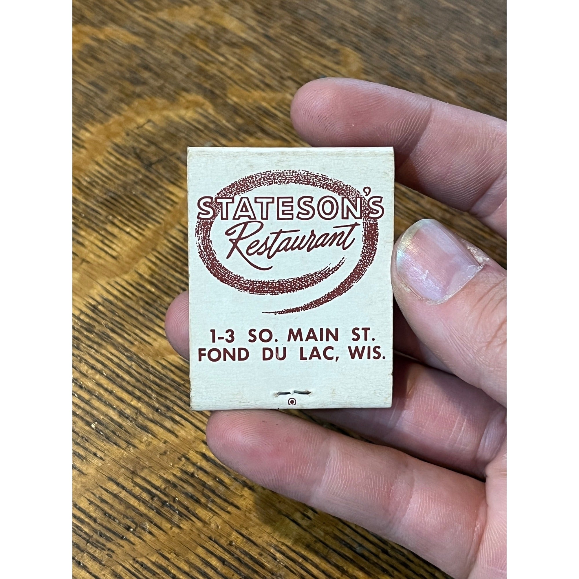 Vintage FULL Matchbook Advertising - Stateson's Restaurant - Fond du Lac, Wis.