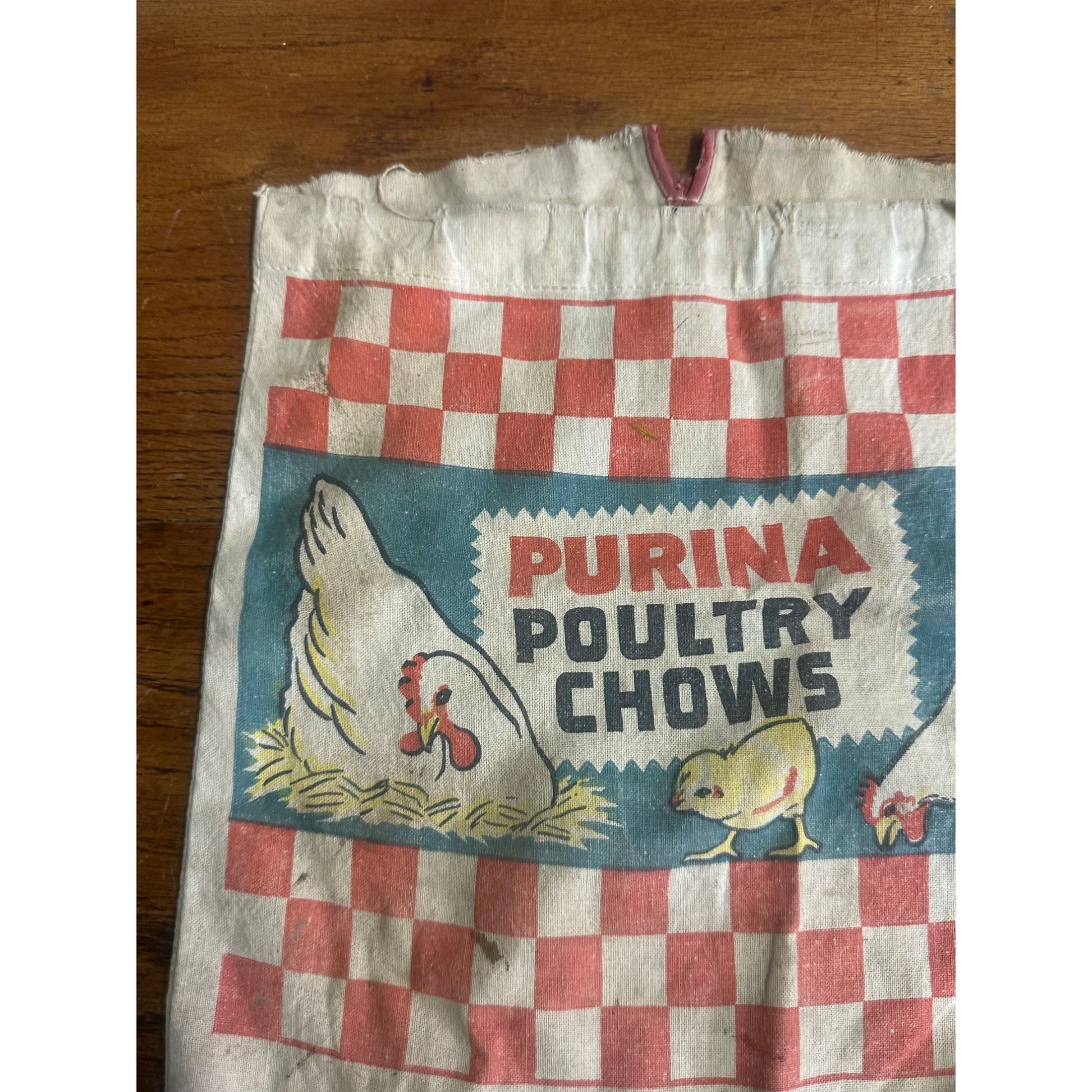 Vintage Purina Poultry Chows Advertising Clothespin Cloth Bag Sign Aurora IL