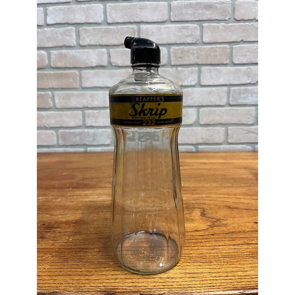 Vintage 1930s Sheaffers Skrip Writing Fluid 32oz Ink Labeled Bottle