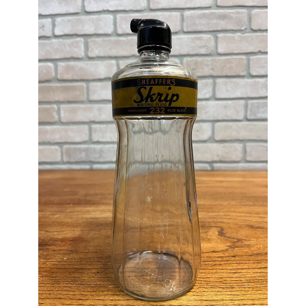 Vintage 1930s Sheaffers Skrip Writing Fluid 32oz Ink Labeled Bottle