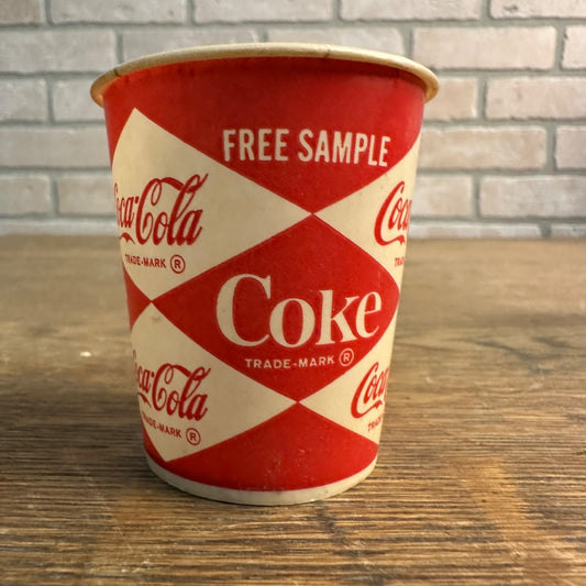 4oz Sample Coca Cola Coke Diamond Design Paper Wax Cup Soda Promo Advertising