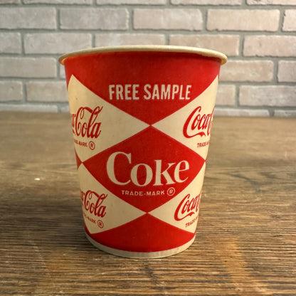 4oz Sample Coca Cola Coke Diamond Design Paper Wax Cup Soda Promo Advertising