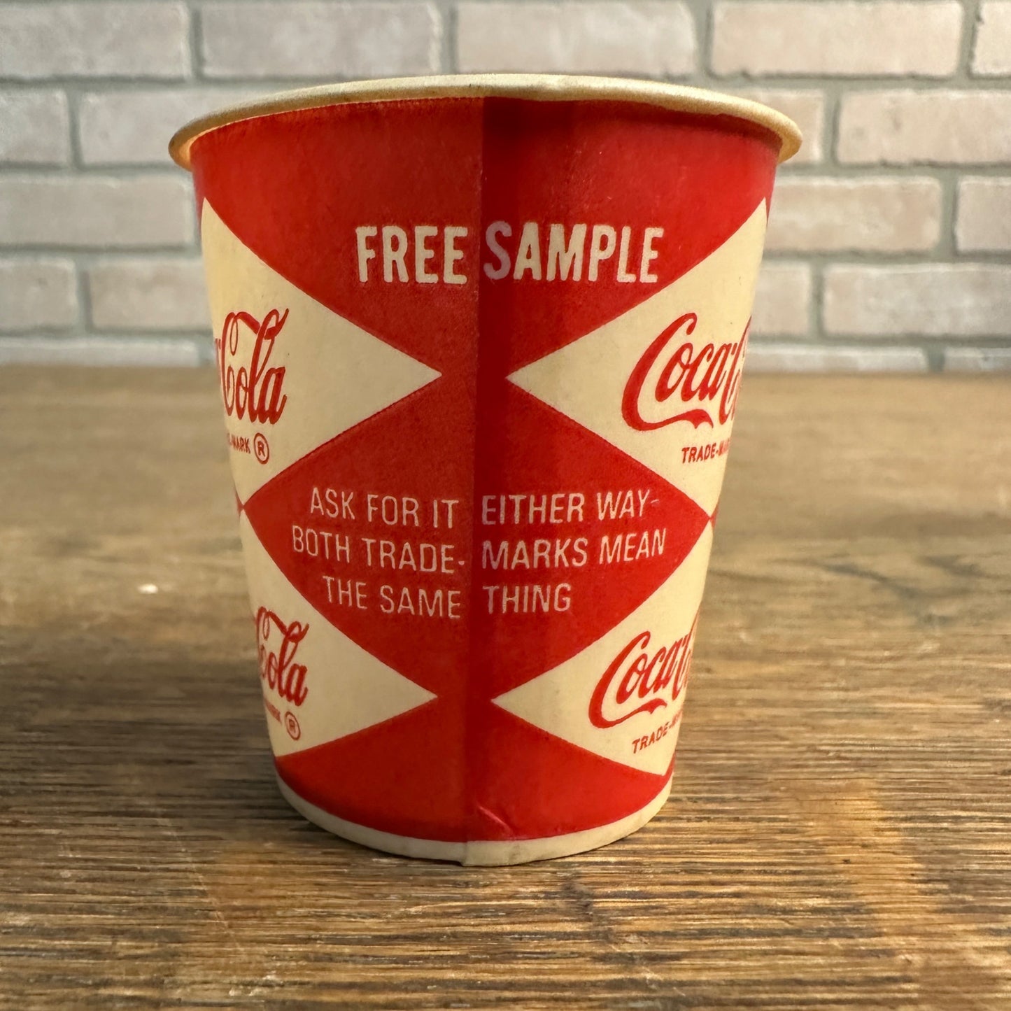 4oz Sample Coca Cola Coke Diamond Design Paper Wax Cup Soda Promo Advertising