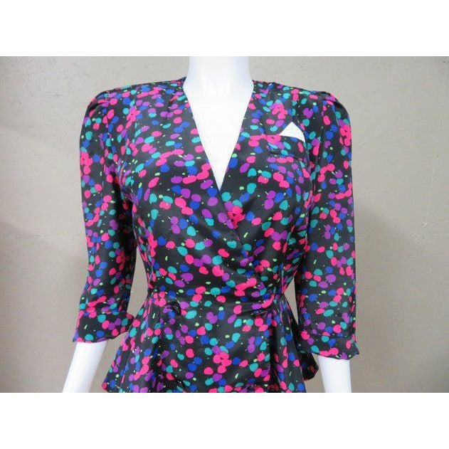 Vintage 1980s Petite by Liz Roberts Dress Groovy Geometric Pattern