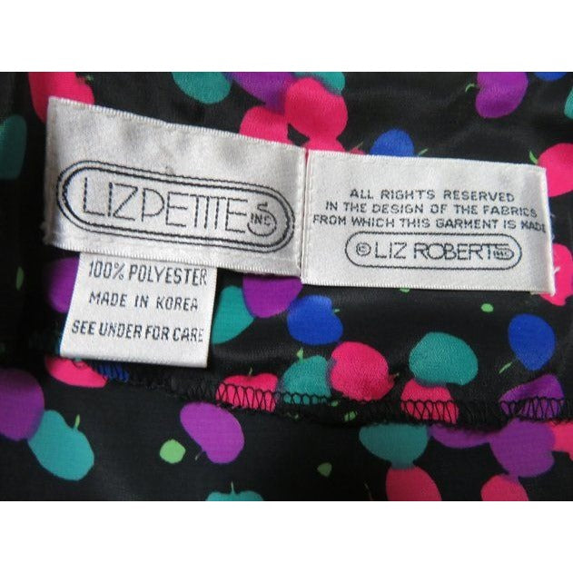 Vintage 1980s Petite by Liz Roberts Dress Groovy Geometric Pattern