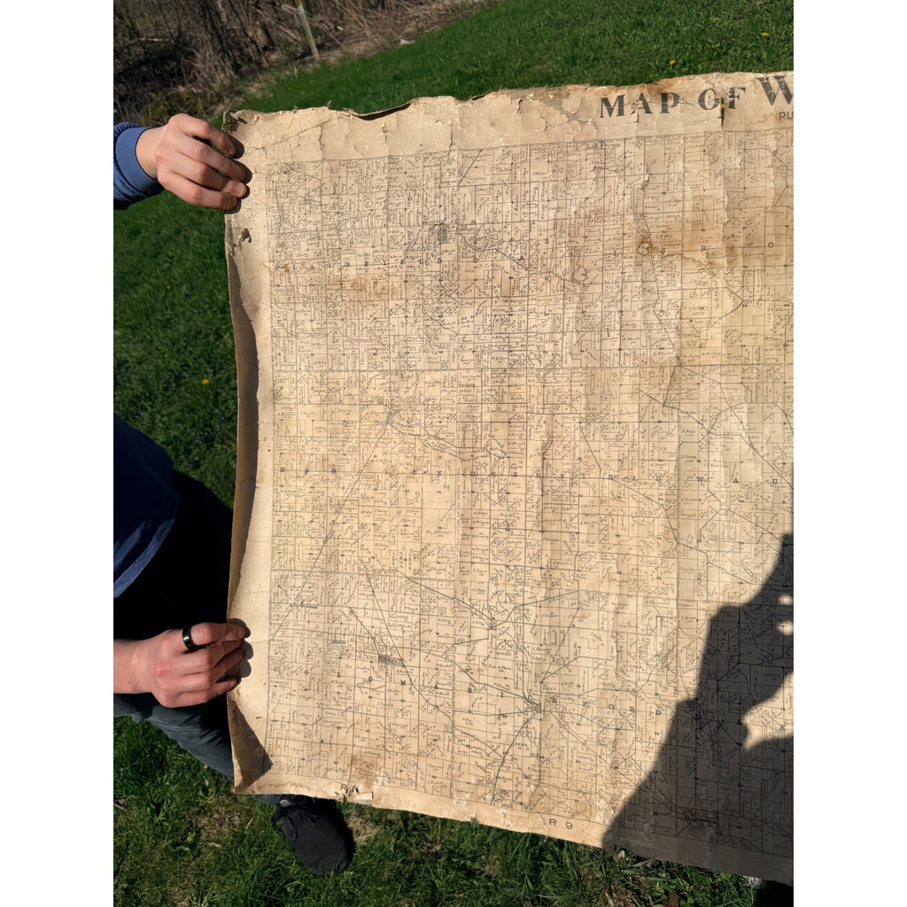 Original 1896 Waushara County Wisconsin Plat Wall Map Linen Berlin Wautoma Wis