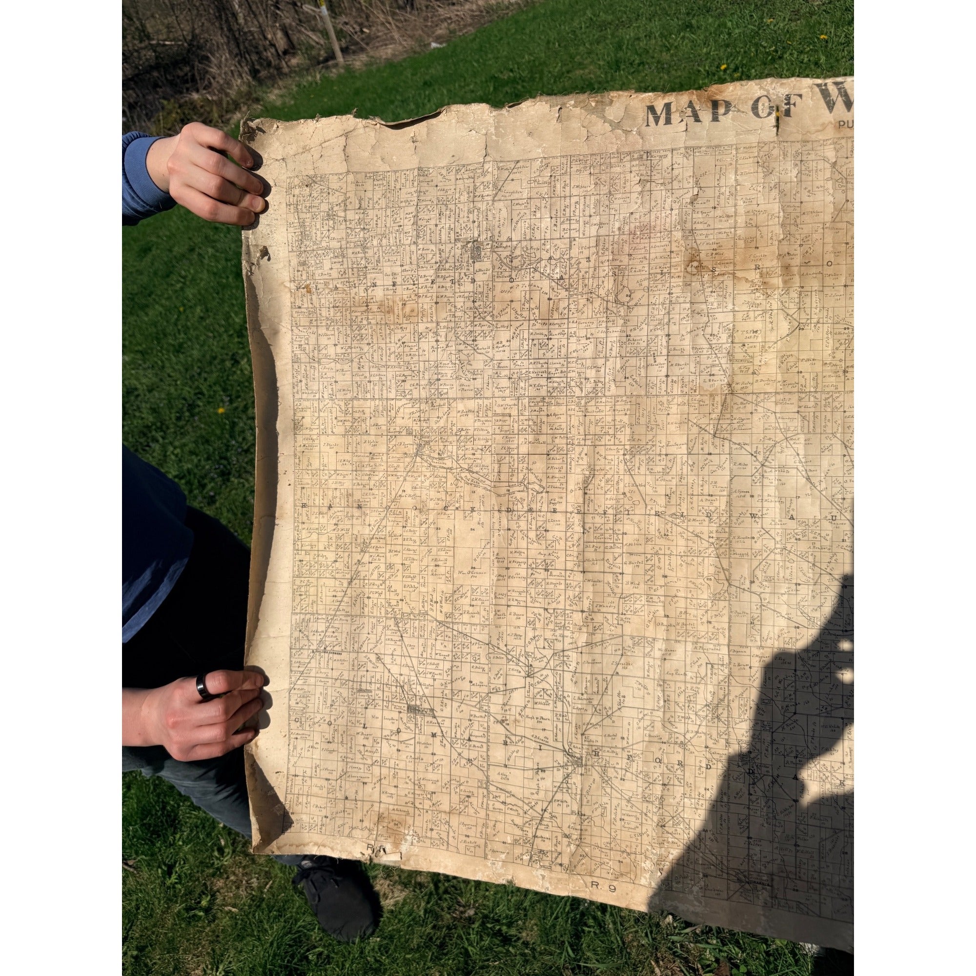 Original 1896 Waushara County Wisconsin Plat Wall Map Linen Berlin Wautoma Wis