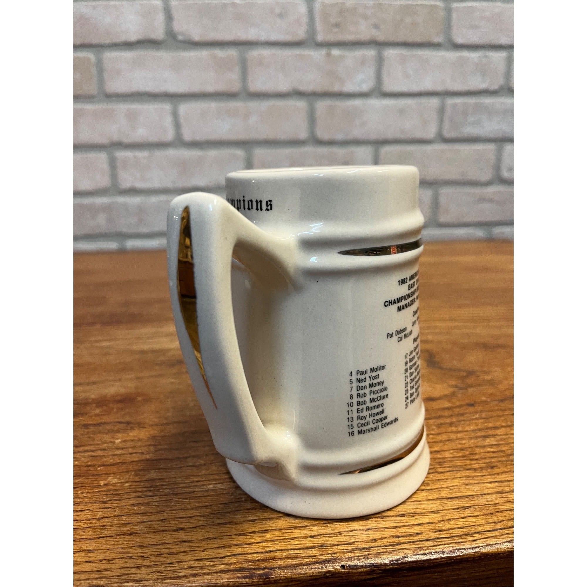 Vintage Ceramic Stein or Mug 1982 East Division Champions Milwaukee Brewers Glove and Ball Logo Yount Molitor Yost