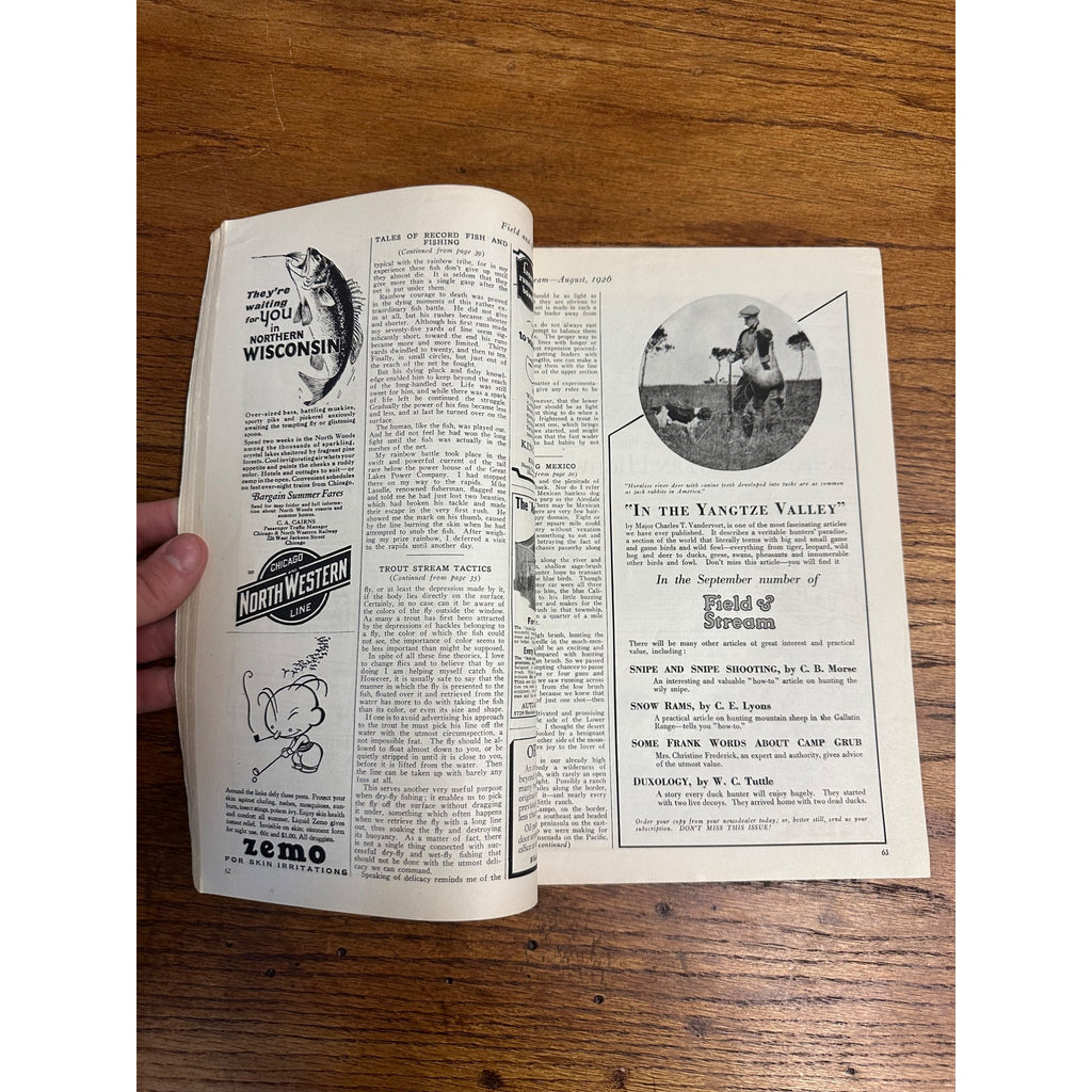 Vintage Field & Stream Outdoorsman Magazine (August 1926) No 4 Hunting Fishing