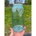 Antique Mason Patent 1858 Hero Cross Mark Aqua Blue Quart Glass Canning Jar