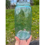 Antique Mason Patent 1858 Hero Cross Mark Aqua Blue Quart Glass Canning Jar
