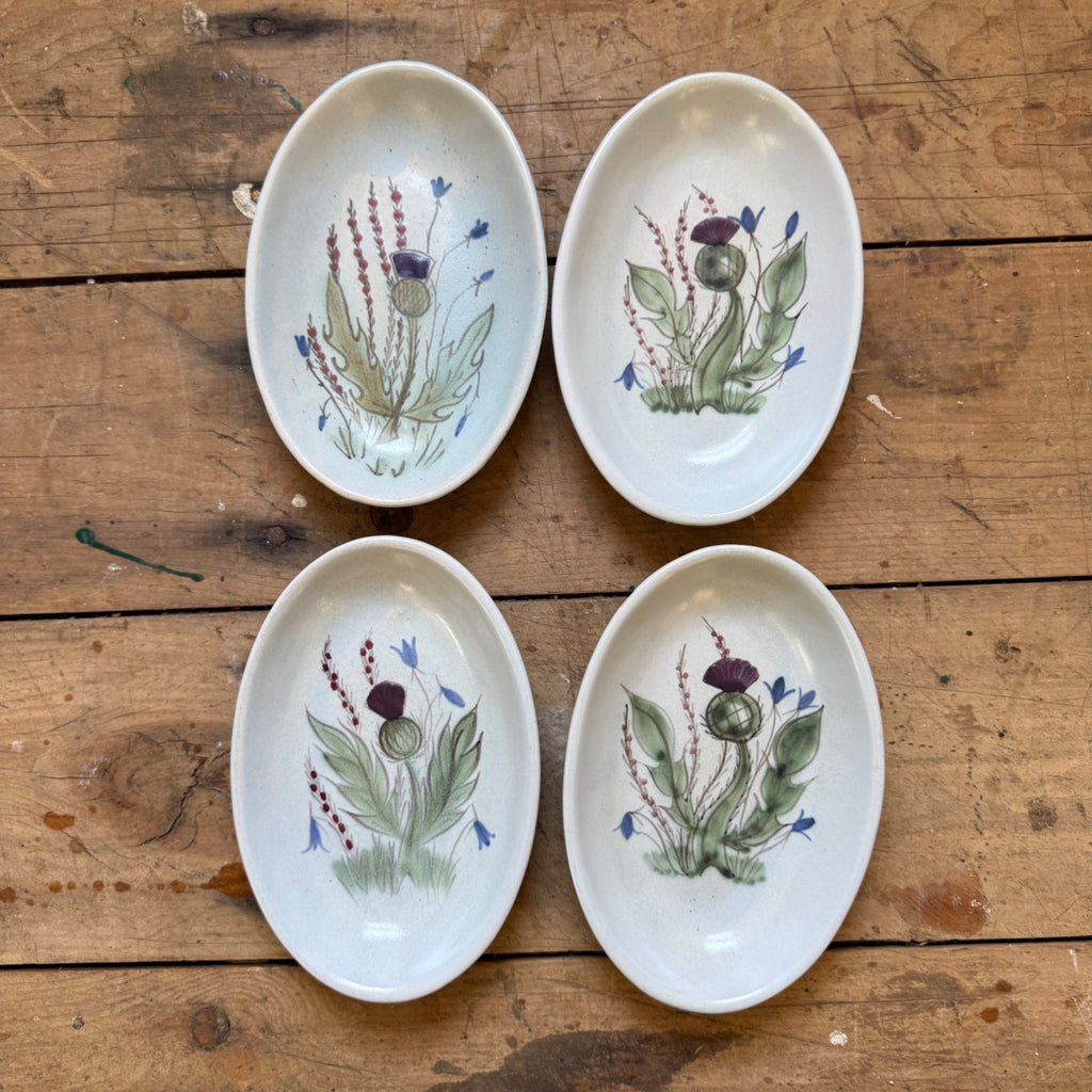 Buchan Thistle Serving  Scotland Stoneware Pottery Oval Shallow Dish Plates