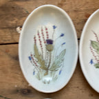 Buchan Thistle Serving  Scotland Stoneware Pottery Oval Shallow Dish Plates