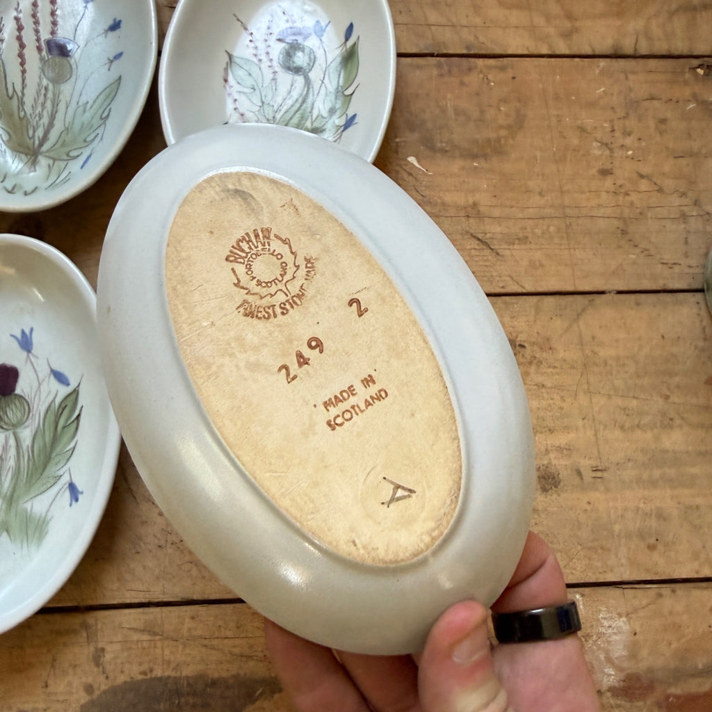 Buchan Thistle Serving  Scotland Stoneware Pottery Oval Shallow Dish Plates