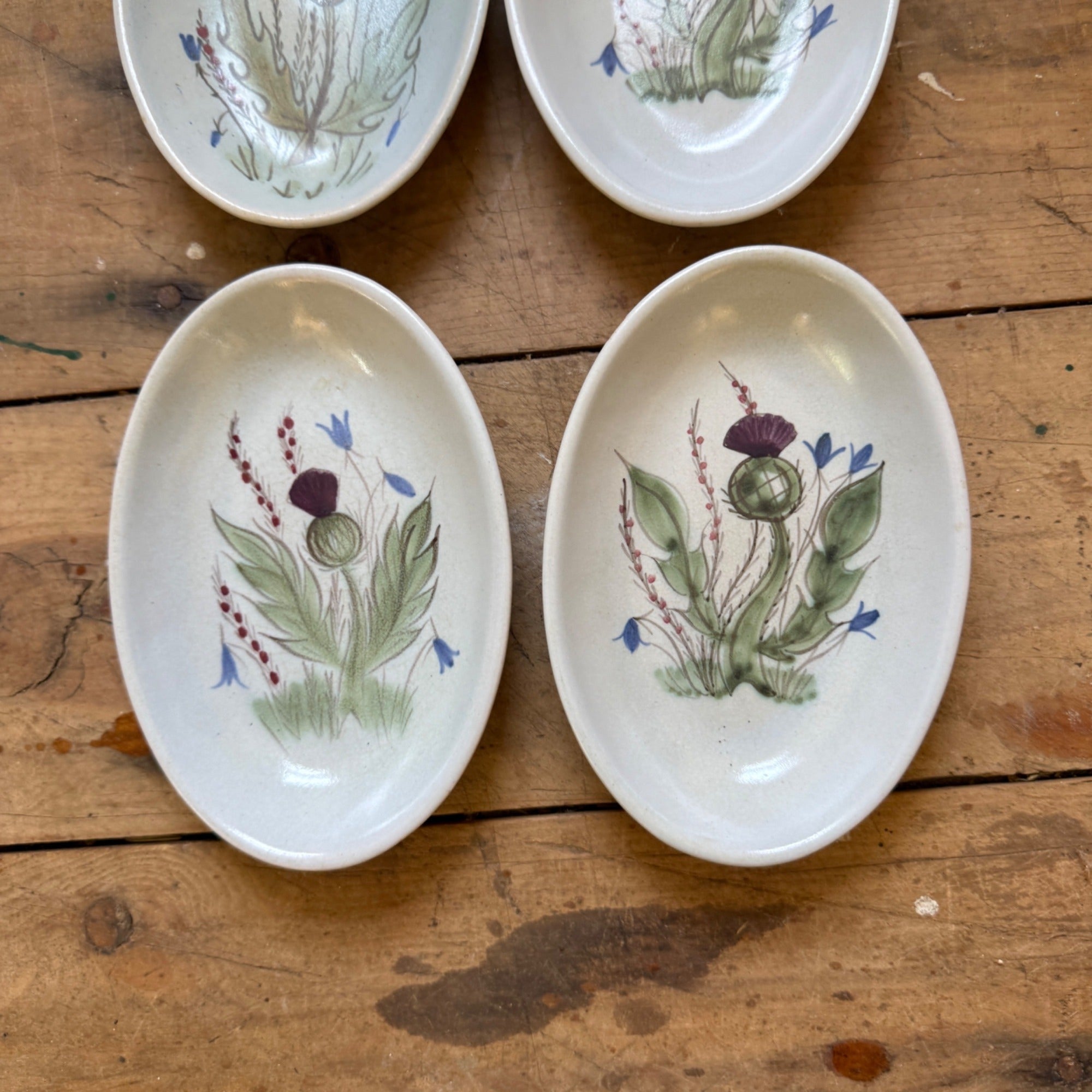 Buchan Thistle Serving  Scotland Stoneware Pottery Oval Shallow Dish Plates
