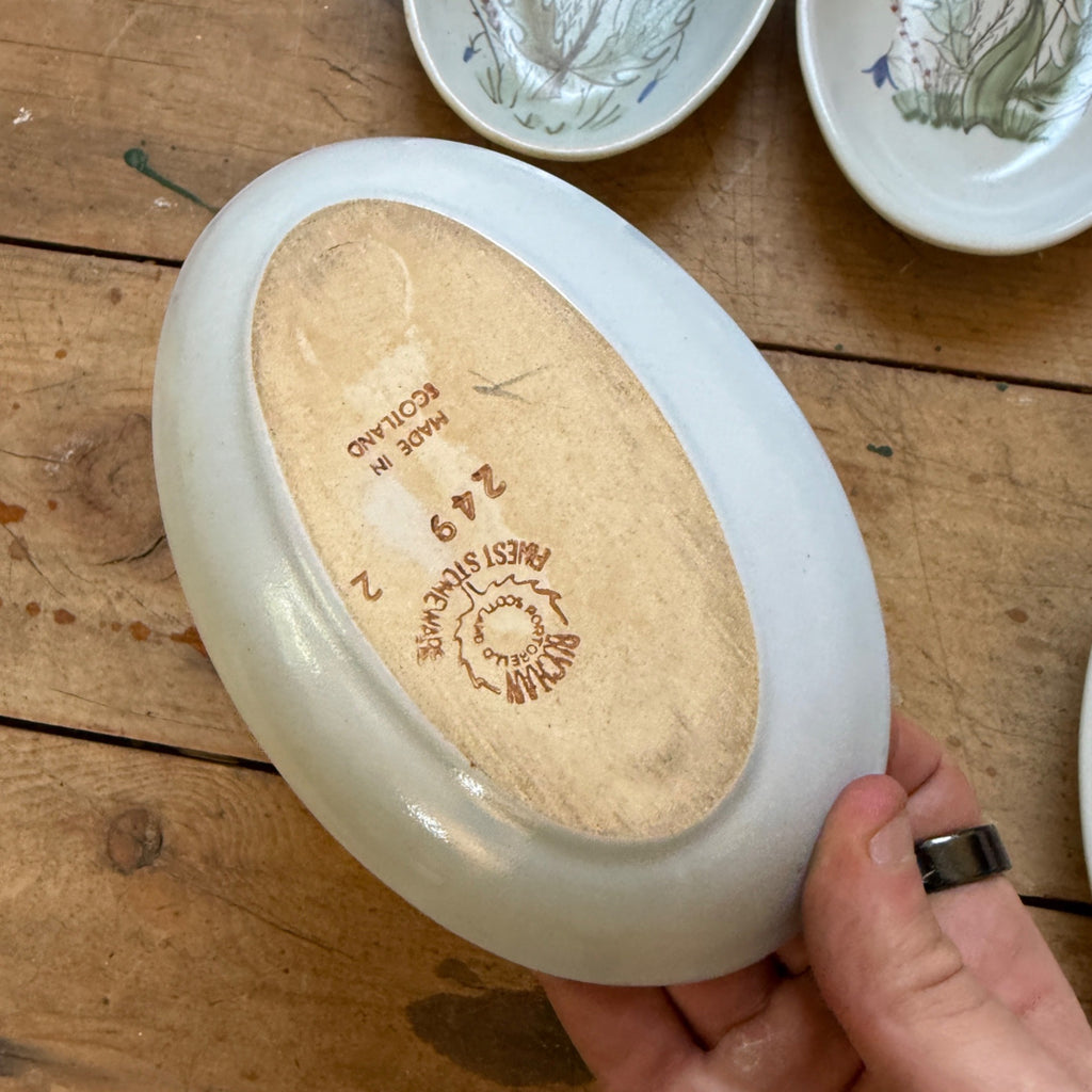 Buchan Thistle Serving  Scotland Stoneware Pottery Oval Shallow Dish Plates