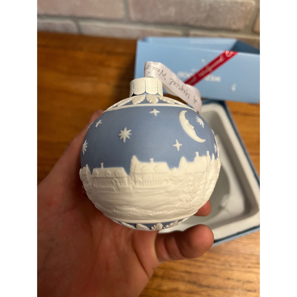 Wedgwood Night Sky Bauble Jasperware Blue and White Xmas Ornament + Box 40035063