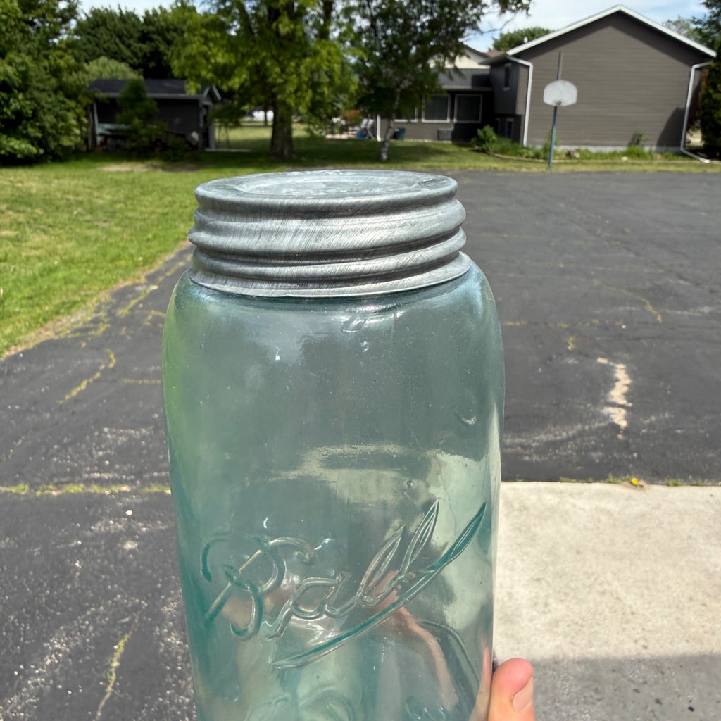 Vintage Mason Ball Jar Fruit Canning Triple L Nice W/ Lid  "P3"