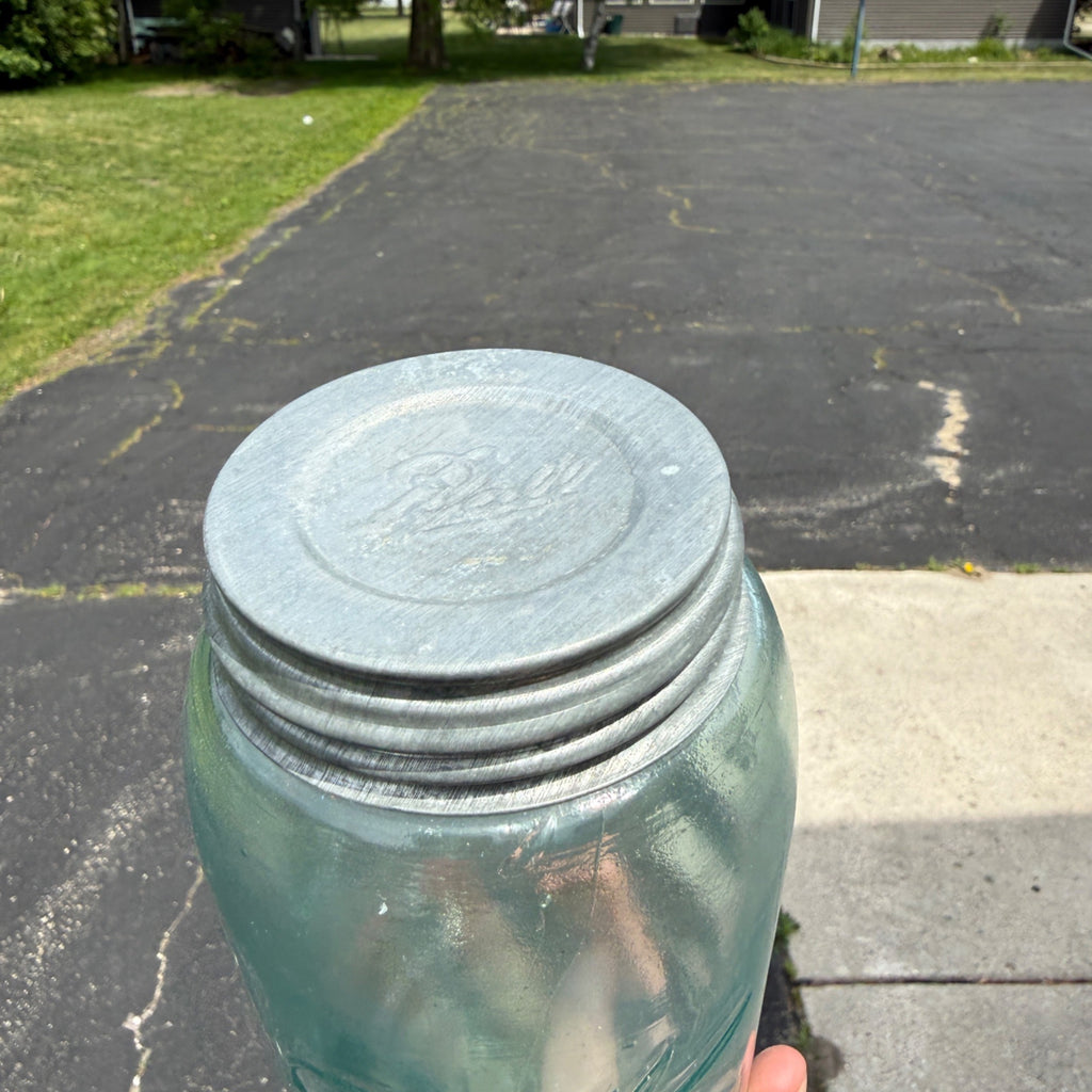 Vintage Mason Ball Jar Fruit Canning Triple L Nice W/ Lid  "P3"