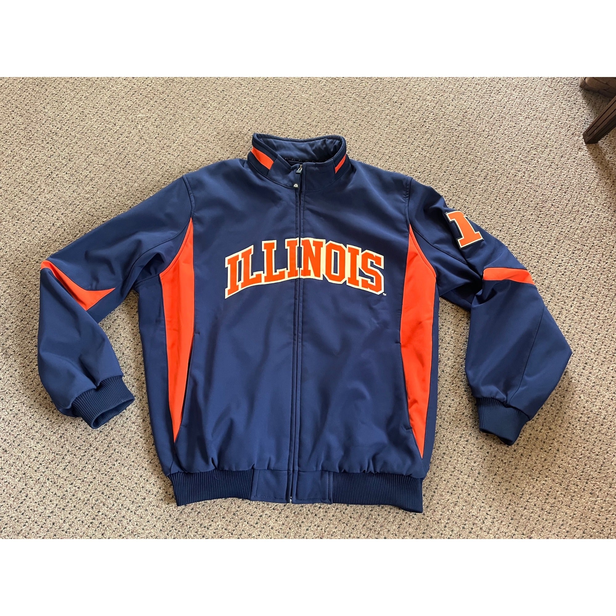 Majestic University of Illinois Fighting Illini Therma Jacket Mens Size XL Blue