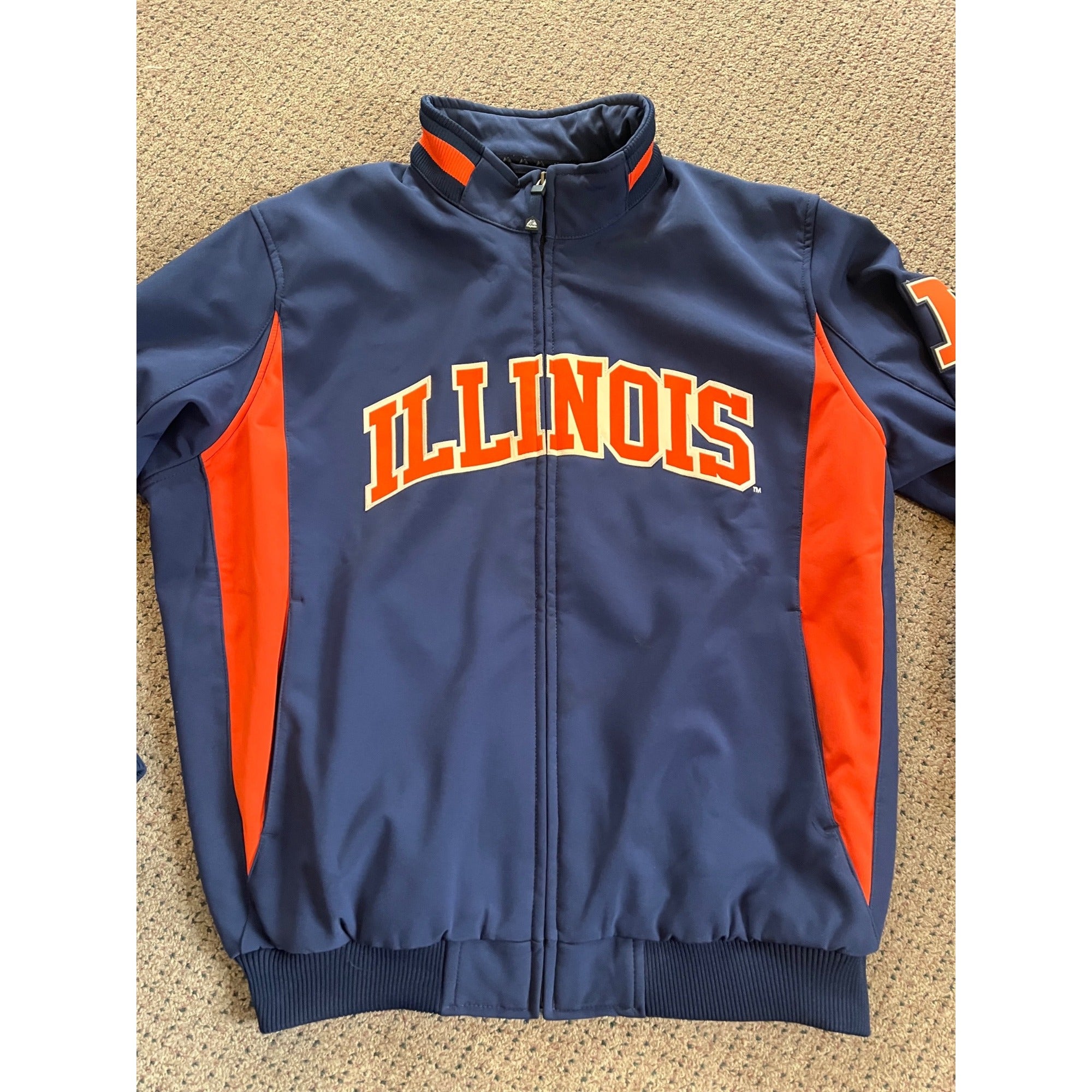 Majestic University of Illinois Fighting Illini Therma Jacket Mens Size XL Blue