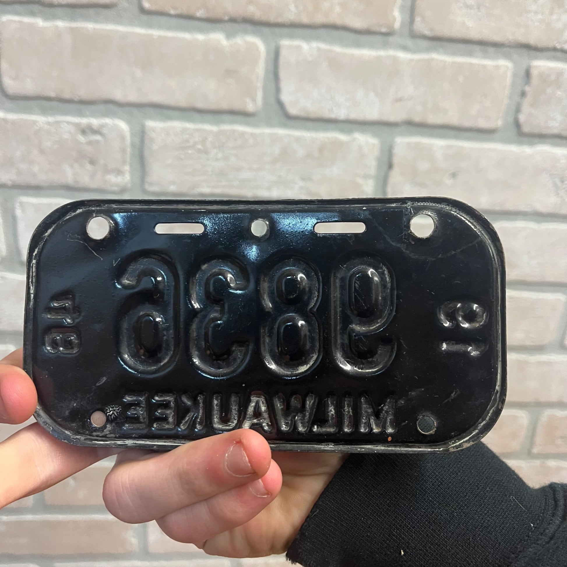 Vintage Wisconsin Bicycle Bike License Plate Embossed 1946 Milwaukee