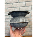 Antique Primitive Grey Graniteware Enamelware Spittoon Saloon Bar Farmhouse Kitchen Decor