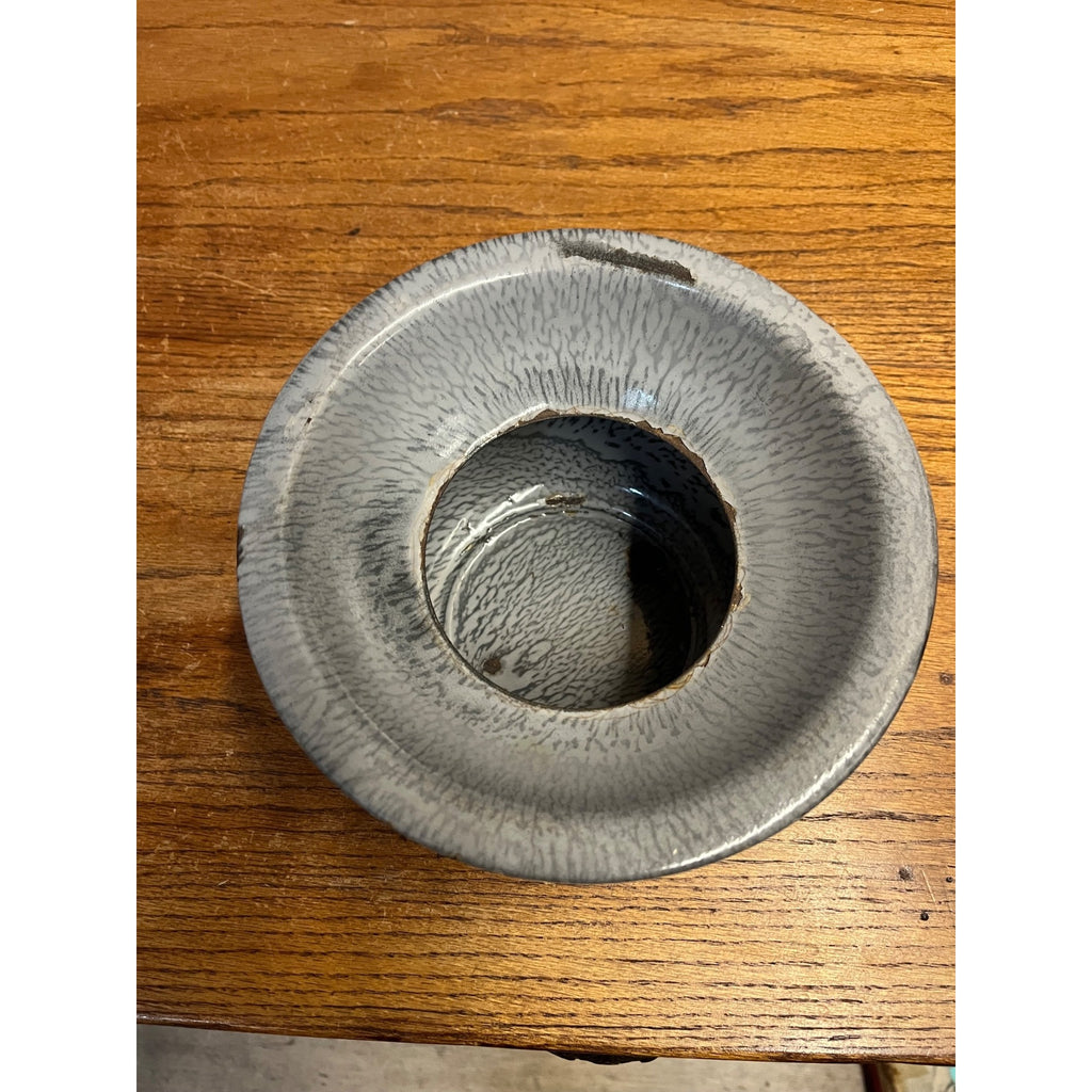 Antique Primitive Grey Graniteware Enamelware Spittoon Saloon Bar Farmhouse Kitchen Decor