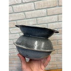 Antique Primitive Grey Graniteware Enamelware Spittoon Saloon Bar Farmhouse Kitchen Decor