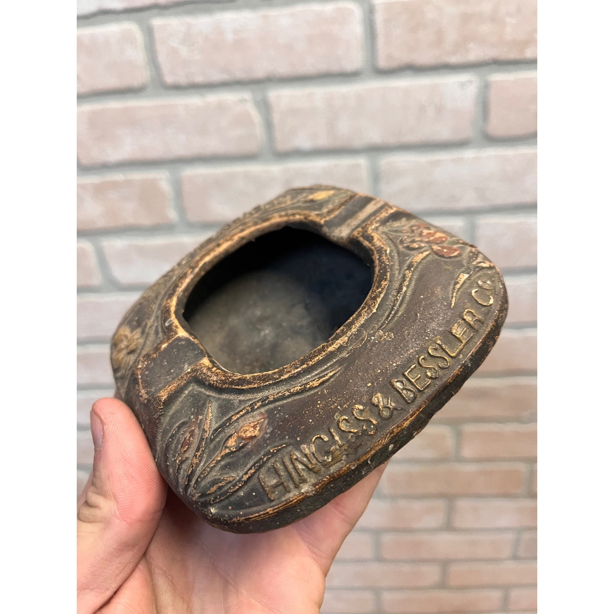 Vintage 1920s Chevrolet Chevy Hingiss & Bessler Kiel WI Advertising Ashtray Farm