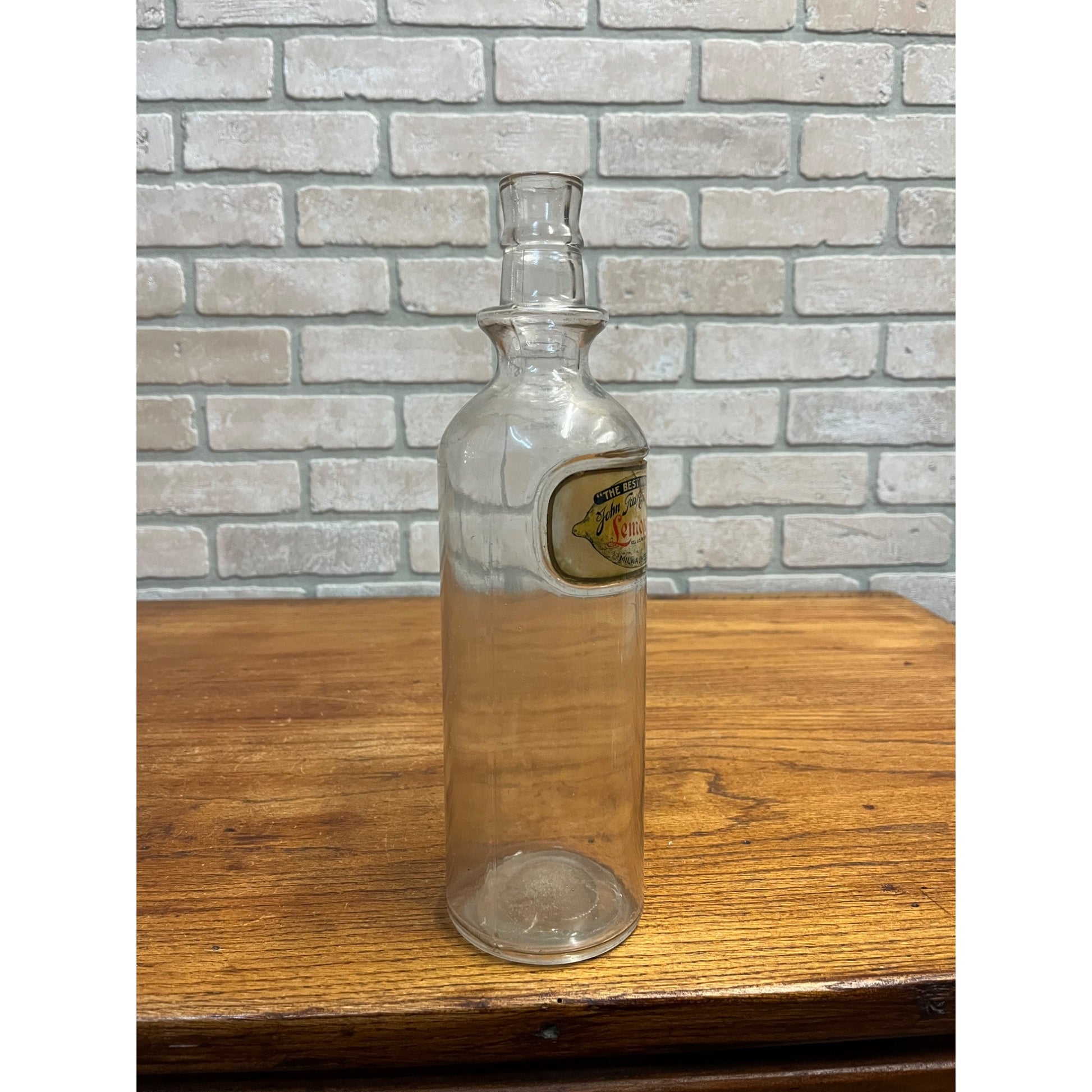 Vintage John Graf Lemon Life Glass Label Soda Syrup Decanter Bottle Milwaukee