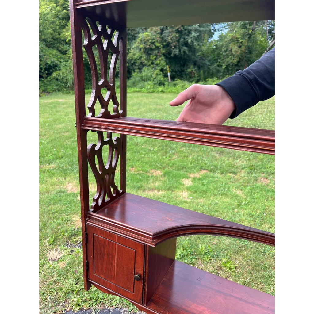 Vintage 1940s Mahogany Victorian Revival Hanging Wall Shelf Cabinet Trinkets Whatnot