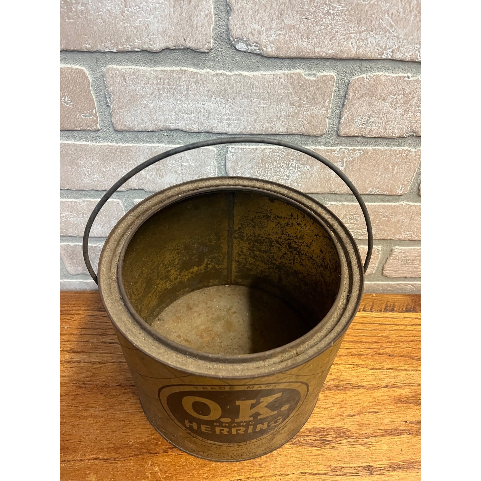 Vintage Kuehn OK Herring Milwaukee Wisconsin Advertising Tin Pail Can Bucket